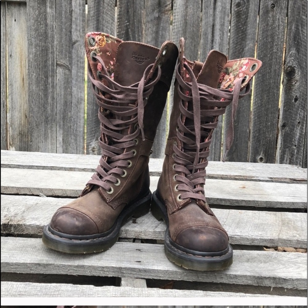 Brown floral Doc Martens